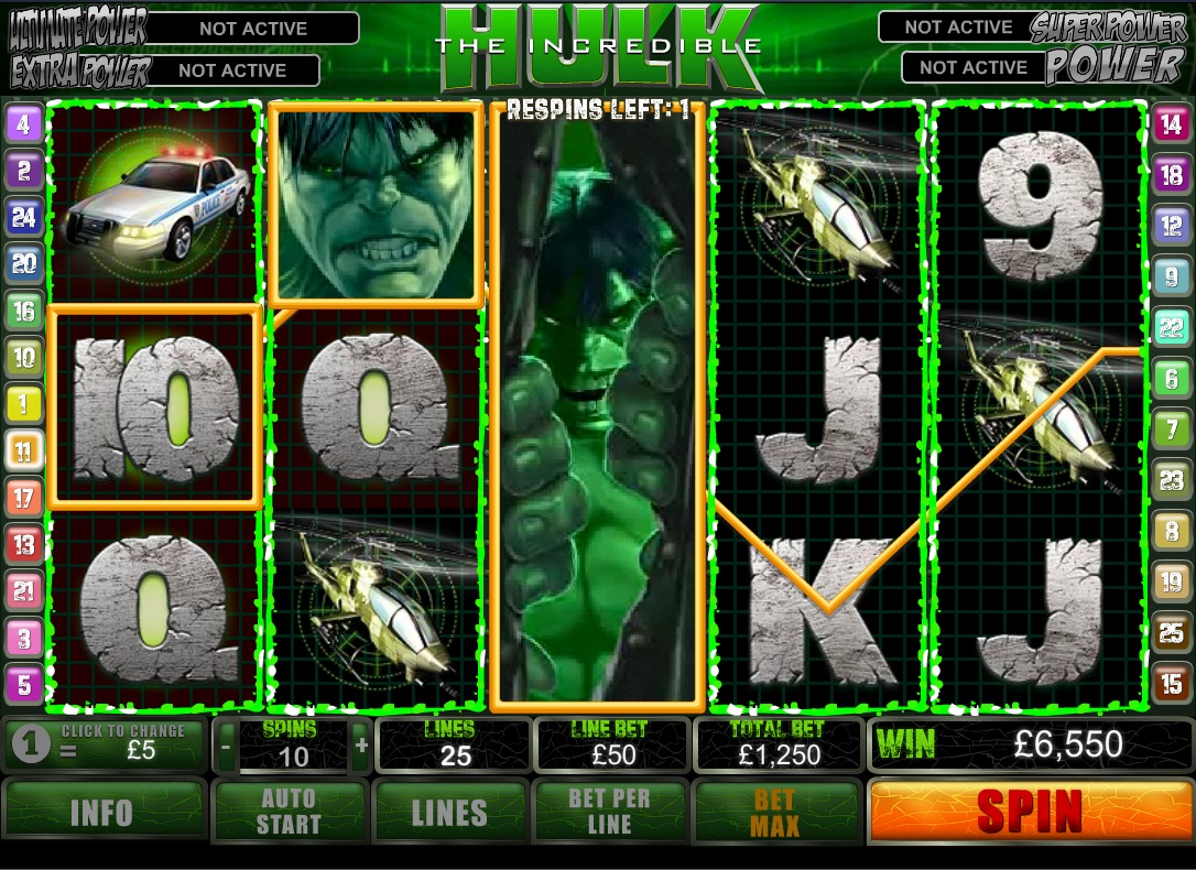Автоматы «The Incredible Hulk» (Невероятный Халк) в клубе Вулкан